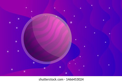 purple gradient planet with star and dust in a space. for website background, banner, and card.
