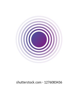 Purple gradient Rings sound or waves in circle. Tap symbol. Radio signal background. Vector illustration isolated on white background.