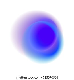 Purple gradient rose isolated on white background. Blue radial spot with round peacock colored texture. Turquoise blurred smoked dot vector pattern. 