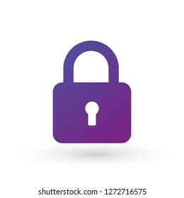 Purple gradient Simple lock icon with keyhole. vector illustration isolated on white background. clean design.