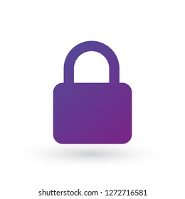 Purple gradient Simple lock icon with place for your text. vector illustration isolated on white background. clean design.