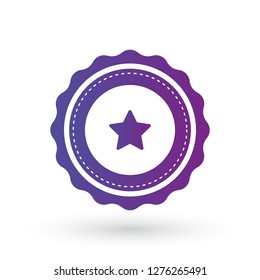 Purple gradient smooth edged burst with star, badge, seal or label with line around. flat vector illustration for apps and packaging, isolated on white background.