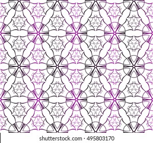 purple gradient style floral illustration. complex geometric vector pattern of interwoven lines and shapes. seamless texture. for interior design, wallpaper,