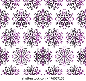 purple gradient style floral illustration. complex geometric vector pattern of interwoven lines and shapes. seamless texture. for interior design, wallpaper,