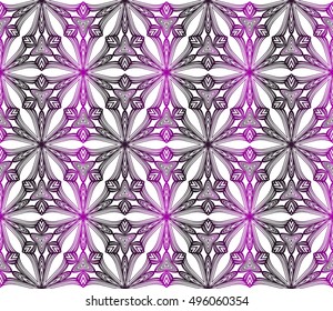 purple gradient style floral illustration. complex geometric vector pattern of interwoven lines and shapes. seamless texture. for interior design, wallpaper,