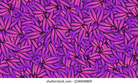 Purple Gradient vector seamless tropical pattern, neon tropical foliage, with leaves. Trend design