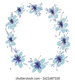 Purple gradient wreath with leafs. Hand drawn illustration. Cardboard and invitation card