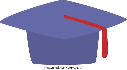 Sombrero de graduación morado, ilustración, vector, sobre fondo blanco.