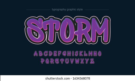Purple Graffiti Neon Stroke Artistic Font Typography Design