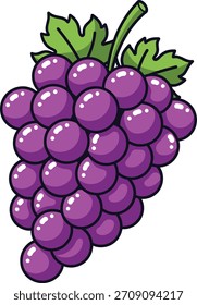 Purple Grape Bunch Vector Icon Illustration