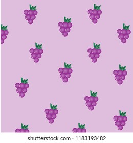 Purple Grape Bunches On Light Violet Background