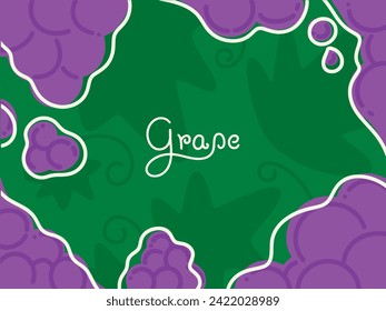 Purple grape drawing, Fruit hand drawn, vector illustration.