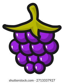 Una uva morada con un tallo verde