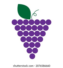 Icono de uva morada. Formas redondeadas. Estilo minimalista. Logo de la fruta. Símbolo de la columna. Diseño plano. Ilustración vectorial. Imagen de archivo. 