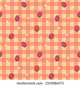 purple grape and little white flower on orange stock fabric seamless pattern Gift Wrap wallpaper background