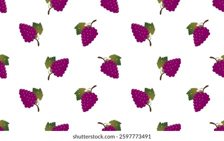 Purple grape seamless pattern Fruit background.