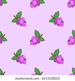 Purple grape seamless pattern Fruit background.