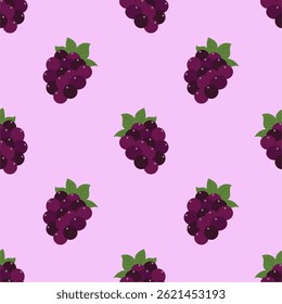 Purple grape seamless pattern Fruit background.