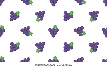 Purple grape seamless pattern Fruit background.