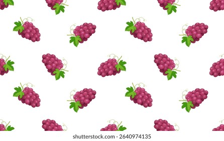 Purple grape seamless pattern Fruit background.
