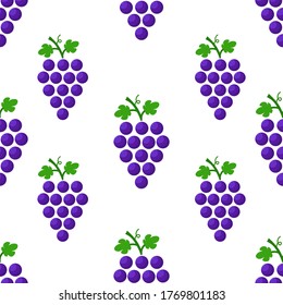 Patrón de uva morada sin costura. dieta vegetariana. Diseño de vectores.
