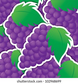 Purple grape sticker background/card in vector format.