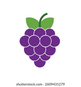 Purple Grape Vector Icon Colourful Fruit Design for Farm, Grocery, or Wine Themes
