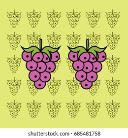 The purple grape vector illustration concept background design - Two Grape Vector Flat Design 