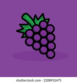purple grapes design with green leaves