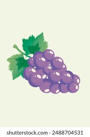 Purple grapes and green leafs