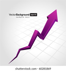 Purple graph arrow move up vector background