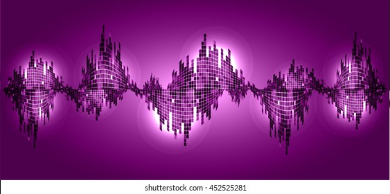 purple Graphic Equalizer Display, Sound wave, pixel