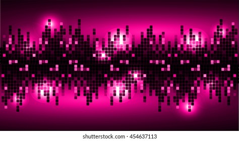 purple Graphic Equalizer Display, Sound wave, pixel