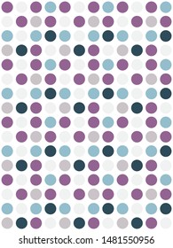 Purple, gray, blue-green, dark green circles, on a white background, combined into a modern vector background, can be seamlessly connected up and down, can be used as a curtain pattern.