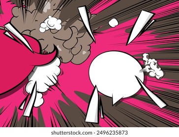 Fondo de dibujos animados púrpura y gris, fondo abstracto de cómic. Diseño de ilustración de arte pop de cómics de Vector retro.