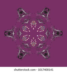 Purple, gray and neutral snowflakes. Vector illustration. Christmas pattern with snowflakes abstract background. Holiday design for Christmas and New Year fashion prints.