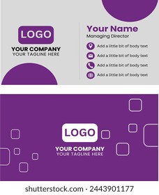Purple and Gray Professional Business card horizontal template design vector, eps 10 