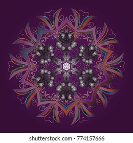 Purple, gray and violet snowflakes. Purple, gray and violet colors. Vector illustration. Christmas pattern with snowflakes abstract background. Holiday design for Christmas and New Year fashion prints