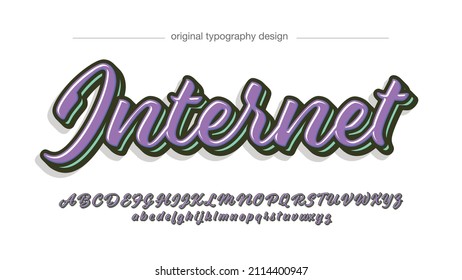 purple and green 3d cursive lettering isolated letters