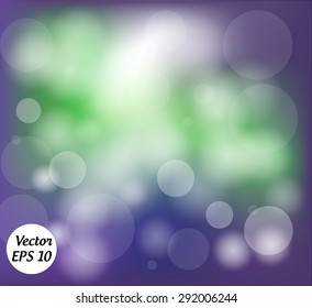 Purple and green abstract background with bokeh.
Vector Illustration.