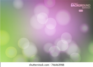 Purple and green abstract blurred background with bokeh effect. Spring, nature, overcast. Vector EPS 10 illustration.