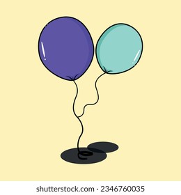 Vektor für violette und grüne Ballons