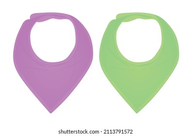 Purple and green  bandana baby bib. vector