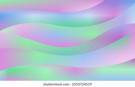Purple, green, blue wavy gradient background vector. Colorful gradient banner presentation.