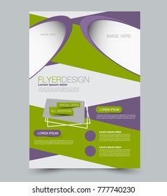 Purple and green business flyer. a4 pribtable poster. Vector illustration.