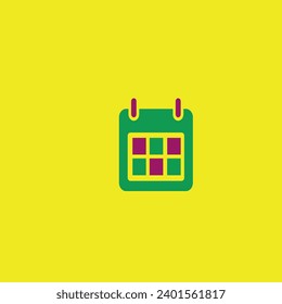 calendario púrpura y verde delante del fondo