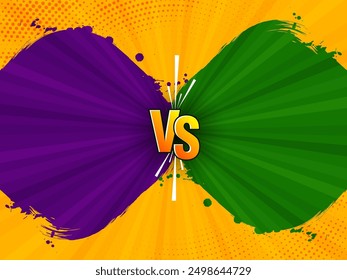 Purple and green comic style versus vs screen background vector