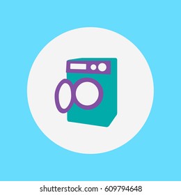 purple and green empty blank modern clean opened Washing machine vector icon isolated on flat design style & light blue background with a rounded circle 