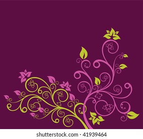 Purple and green floral vector illustration
