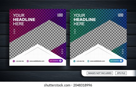 Purple and Green Flyer or Social Media Banner for Business Sale